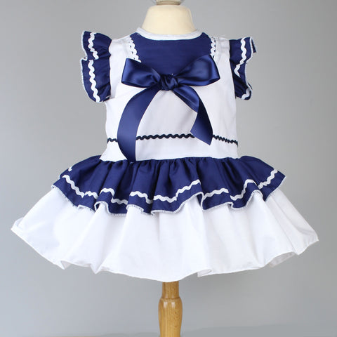 baby girls navy blue white party dress