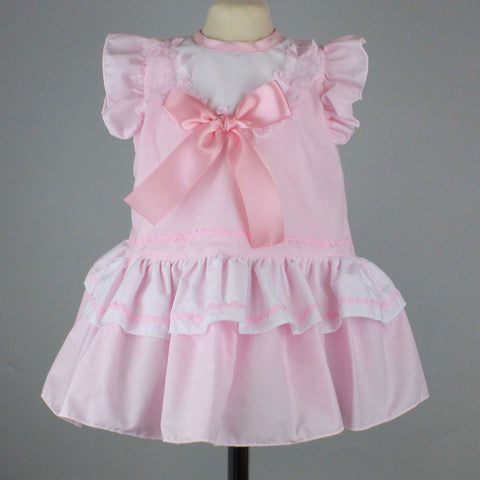 baby girl spanish style dress  pink with bows