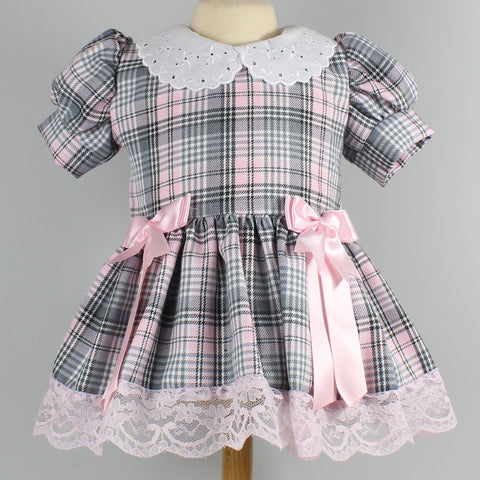 baby girls pink tartan dress