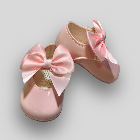 baby girls satin bows pink shoes