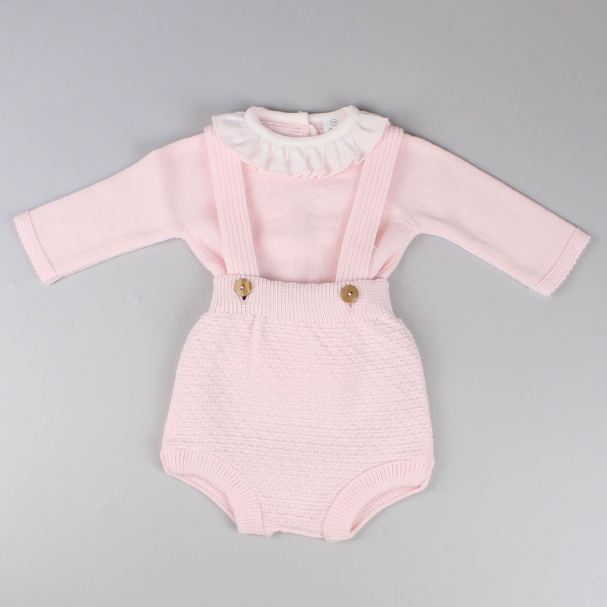 Baby Girls 2 Piece Knitted Outfit- Jam Pants and Top- Pink