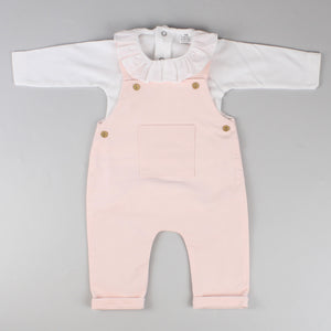 baby girls baby pink corduroy dungarees with cotton white shirt