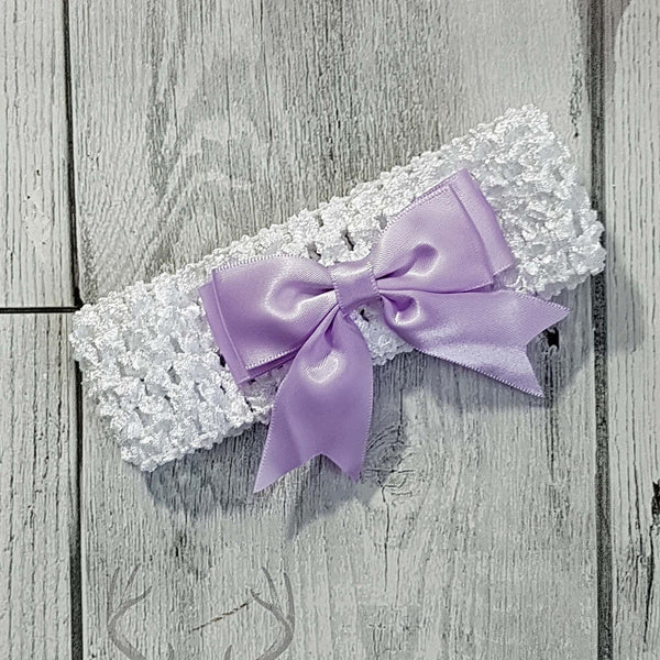 baby headband with lilac bow