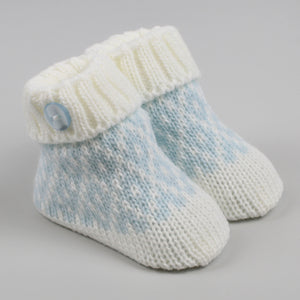 Blue and white Baby knitted Booties