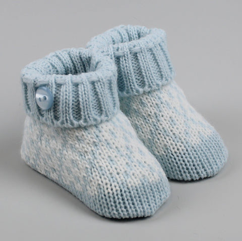 baby boys blue knitted booties