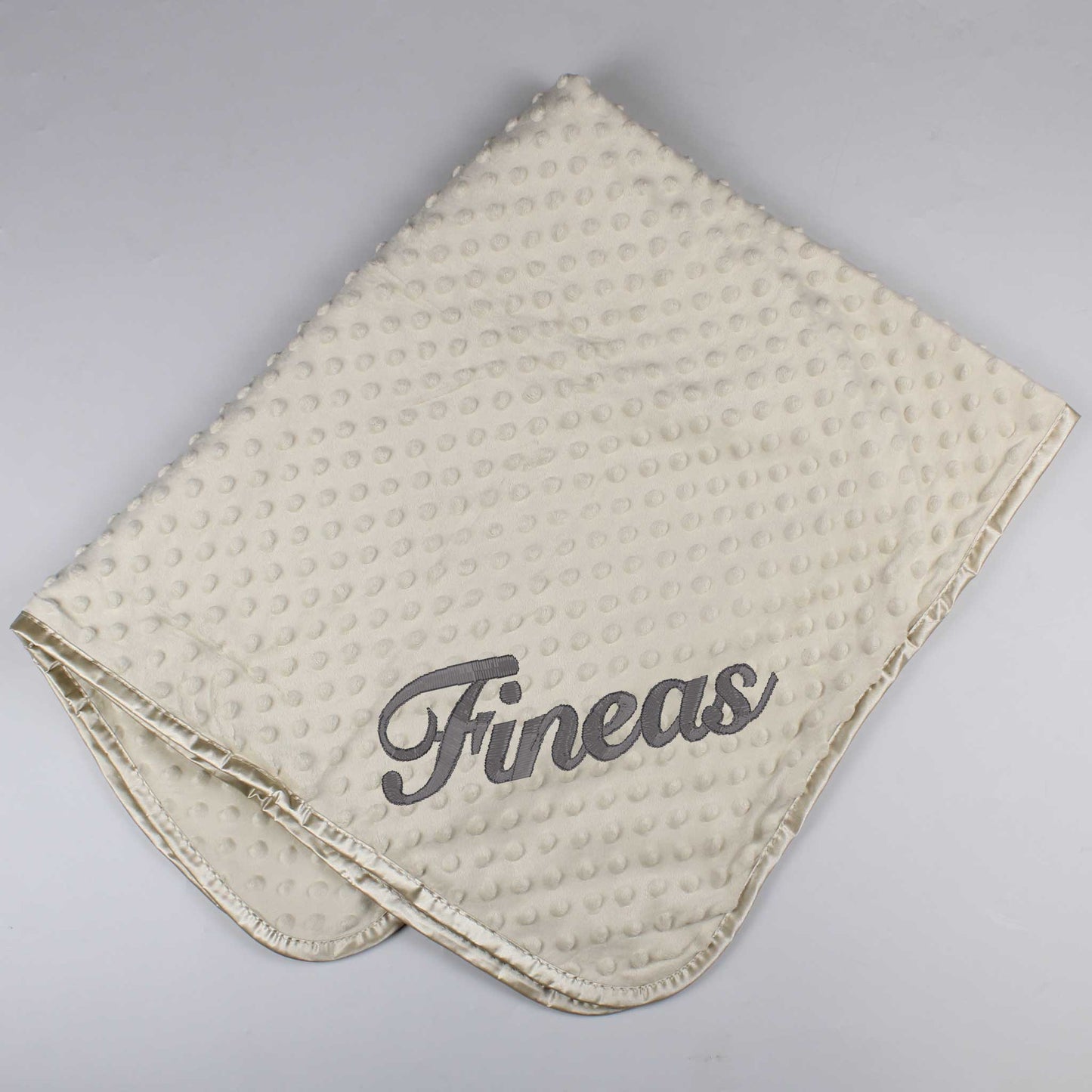 personalised beige baby blanket
