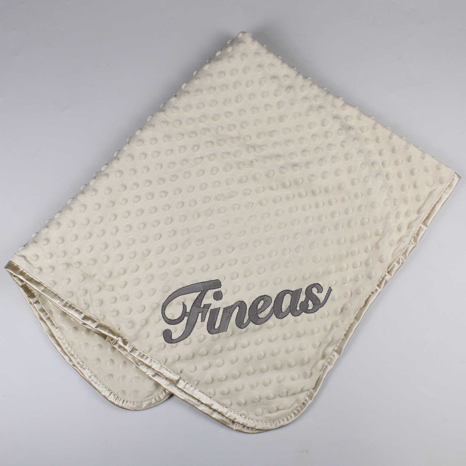 personalised beige baby blanket