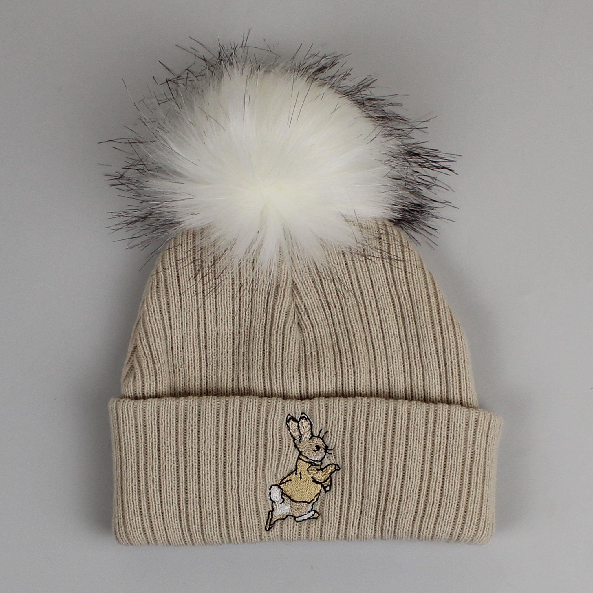 baby unisex beige pom peter rabbit hat