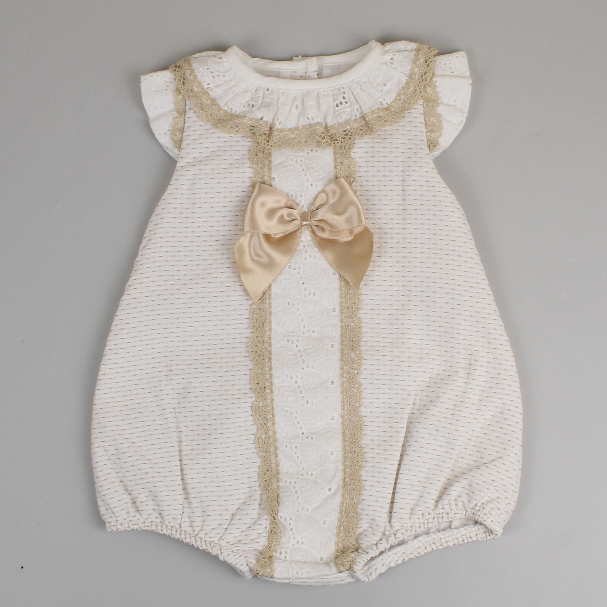 beige bubble romper high quality baby girls outfit