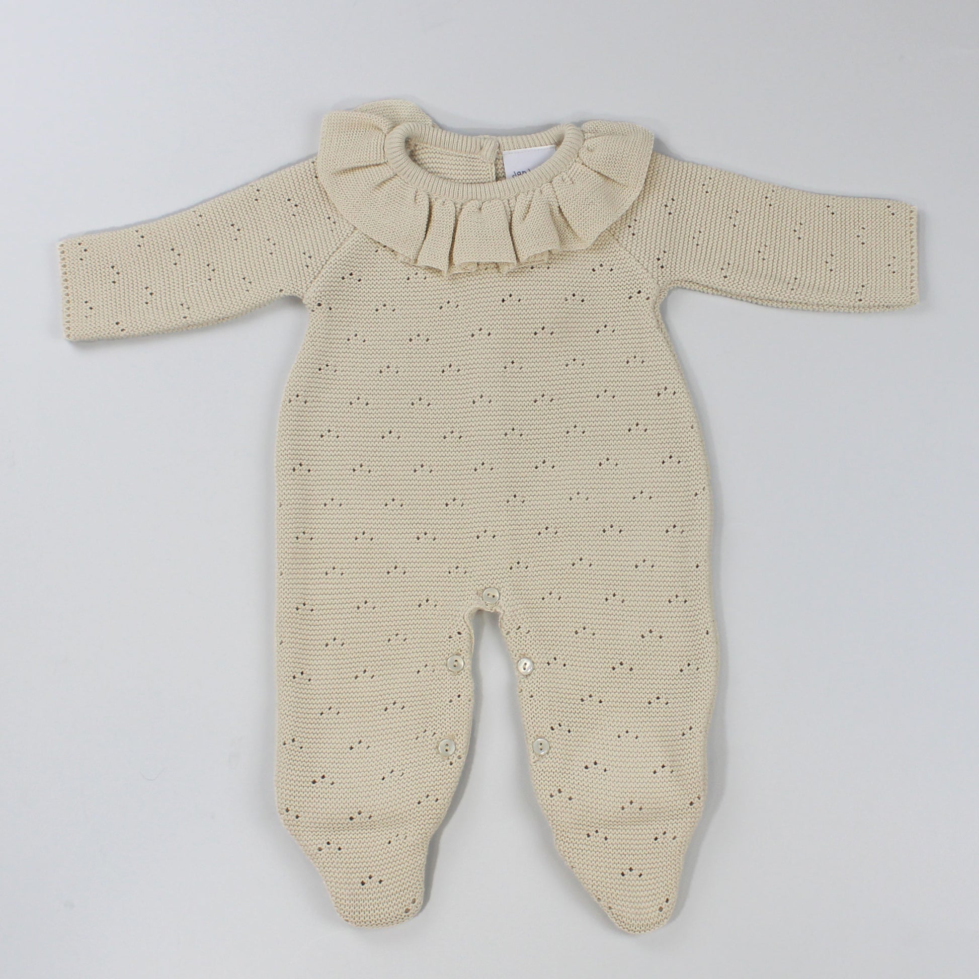 baby girls beige knitted outfit