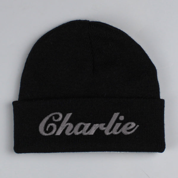 personalised toddler childrens black beanie