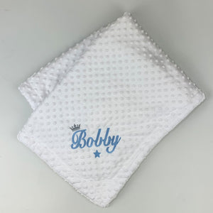 Deluxe Personalised Baby Blanket - White