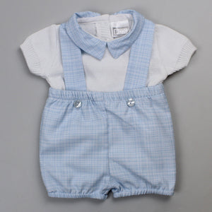 boys shorts and knitted shirt in blue baby outfit