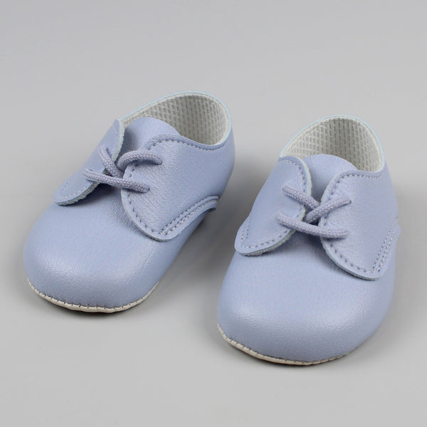 baby boys blue lace up soft sole shoes