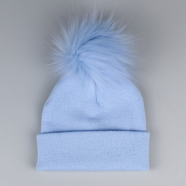 Pastel Blue Pom Hat - 2 to 6 years