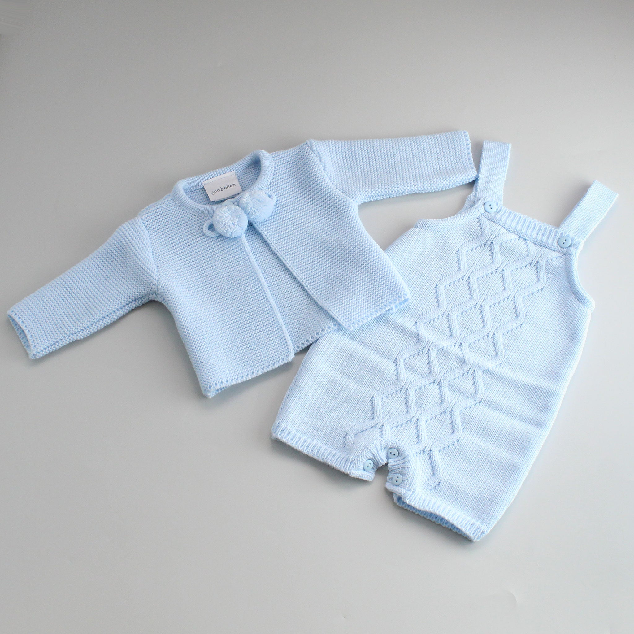 two piece baby boys knitted set dungarees