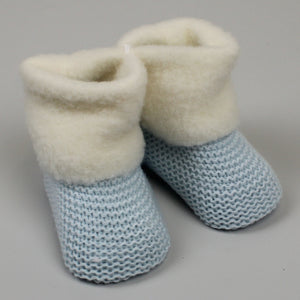 baby boys blue knitted bootie