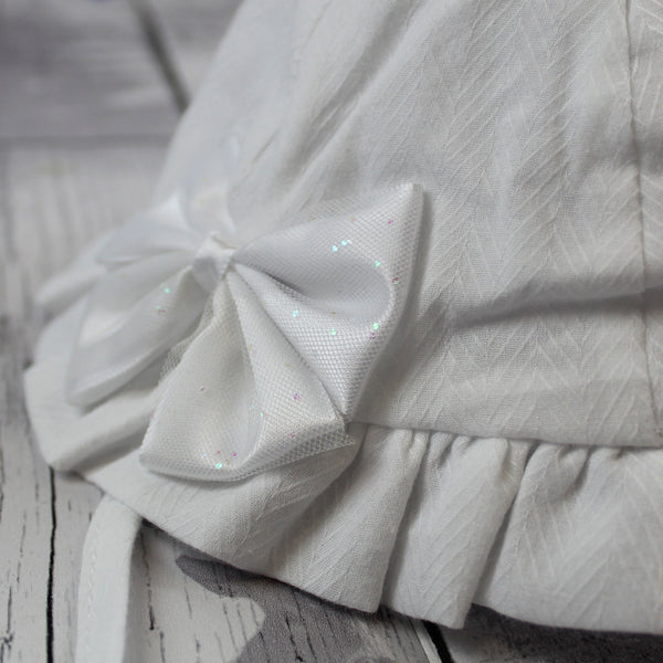 baby girls glitter bow summer hat white custom