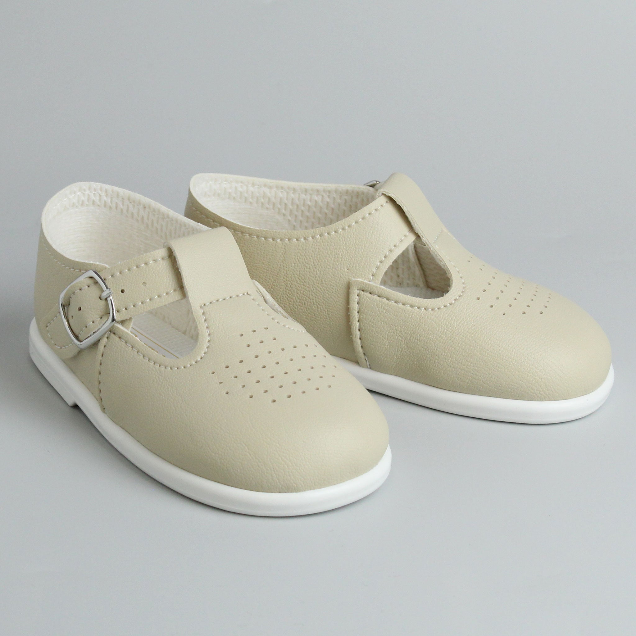 baby unisex hard sole first walker shoes beige