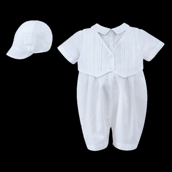 sarah louise boys christening romper with waistcoat