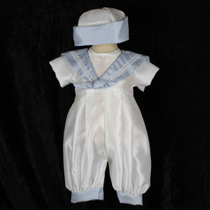 blue and white sailor christening outfit