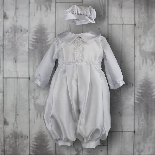 baby boy white christening baptism clothes outfit with hat