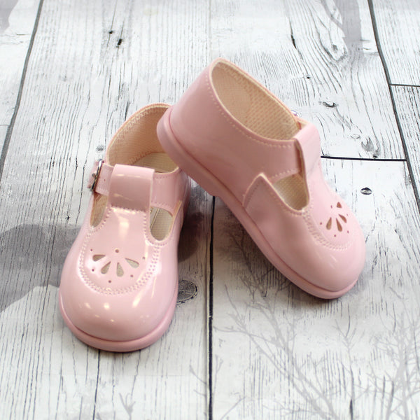 baby girls t bar pink shoes