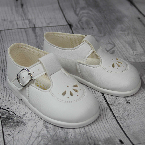 baby white hard sole first walker shoes