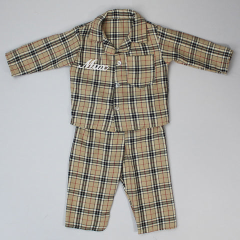 personalised children baby pjamas tartan