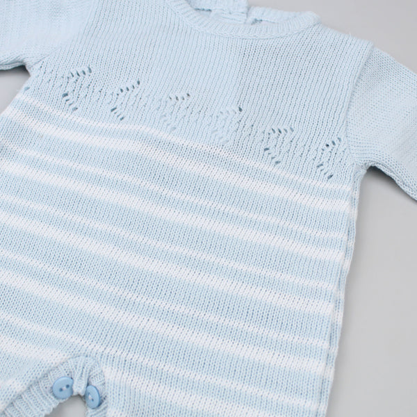 Baby Boys Blue Knitted All In One - Pex Cathal