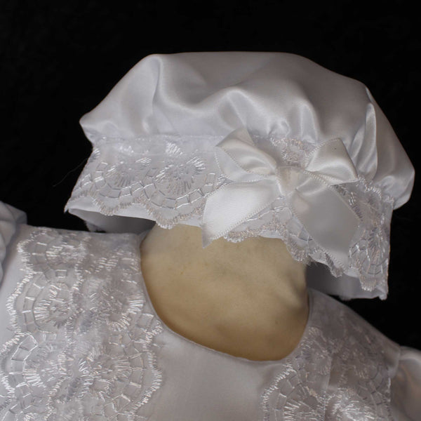 Baby Girls Christening Gown & Bonnet - White