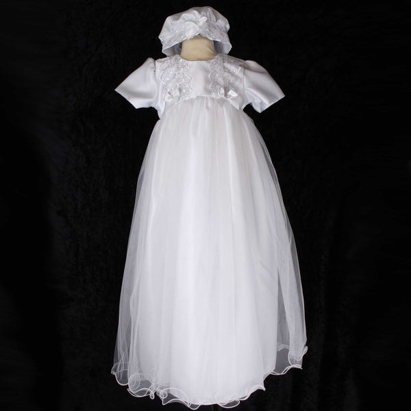 baby girl christening gown white with hat pex