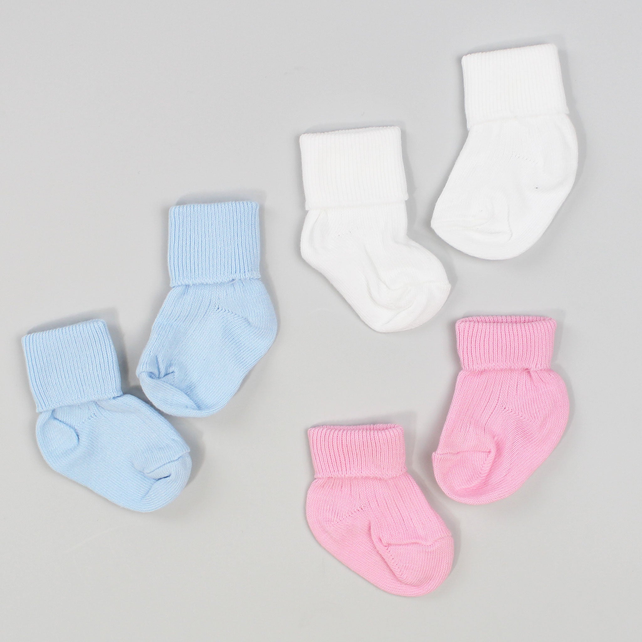 newborn baby socks , blue, white or pink