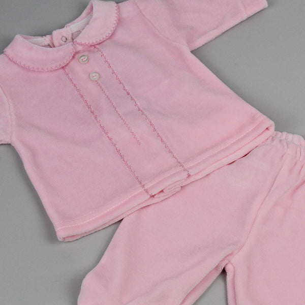 Baby Girls Velour Outfit With Stripe