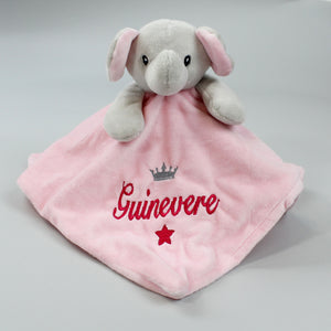 pink baby girls personalised elephant comforter