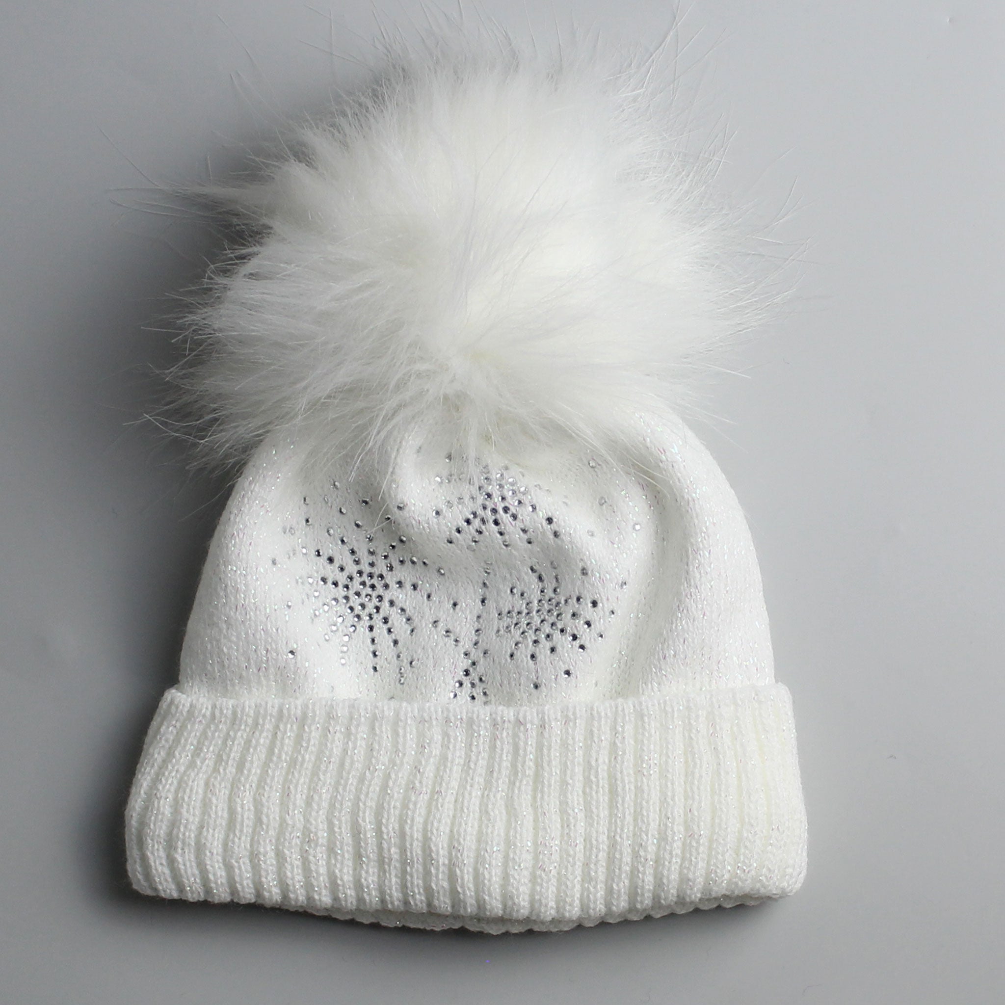 girls white pom pom hat