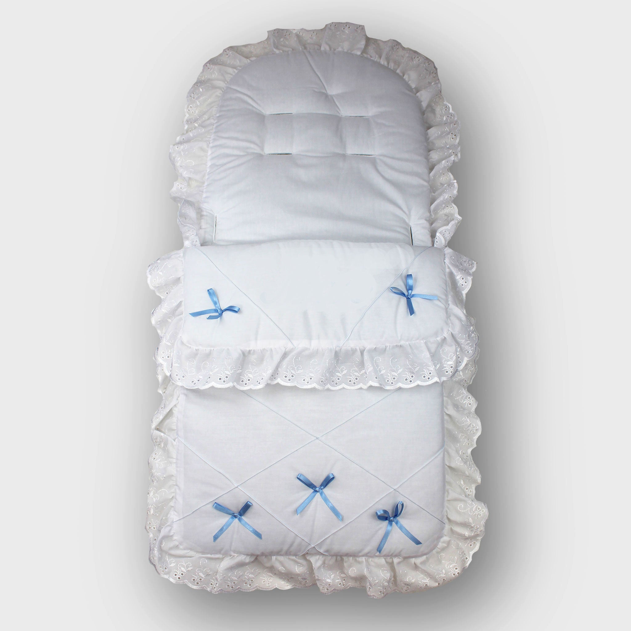 Cosy Toes / Footmuff - Universal White/Blue