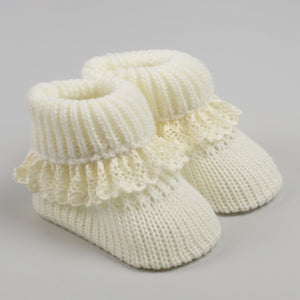 baby girls cream knitted booties