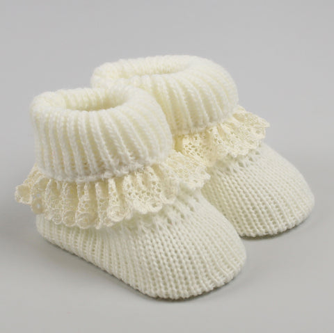 baby girls cream knitted booties