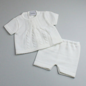 baby cable knit white 2 piece