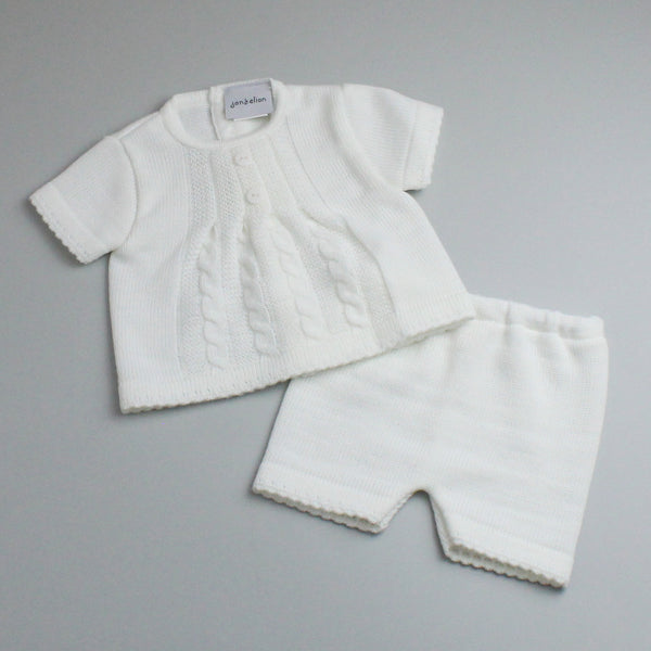 baby cable knit white 2 piece