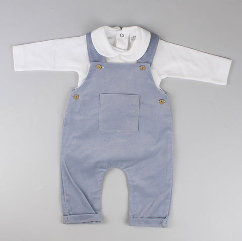 baby boys vintage dungarees corduroy with white cotton shirt