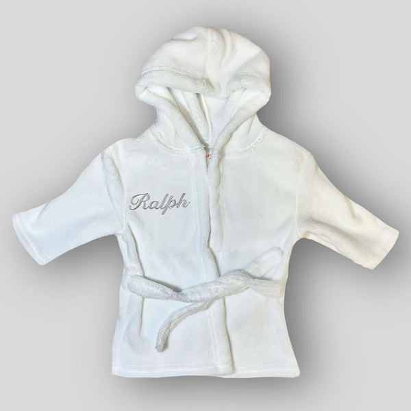 Personalised Unisex Baby Dressing Gown - White