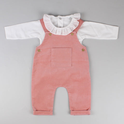 baby girls dusky corduroy dungarees with white shirt