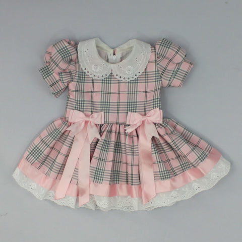 pink baby girls tartan dress