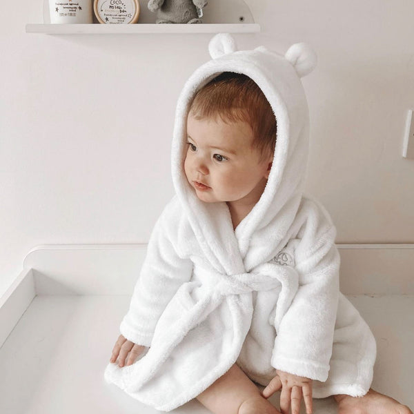 unisex baby dressing gown white