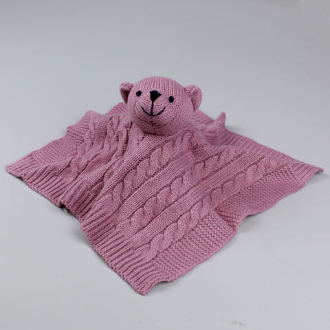 dusky pink knitted bear