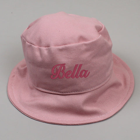 baby girls custom name bucket hat in pink sun hat