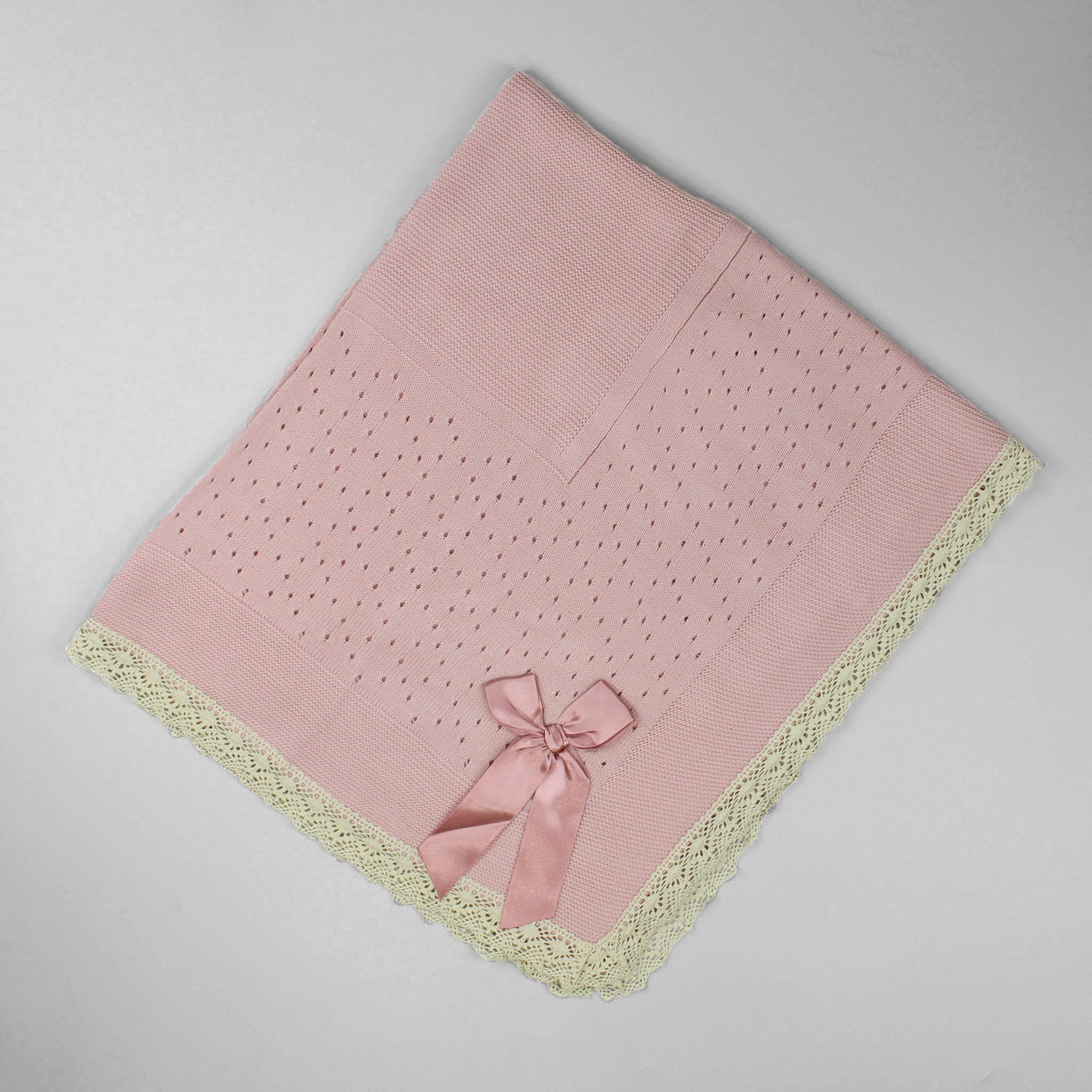 baby shawl dusty pink luxury knitted spanish