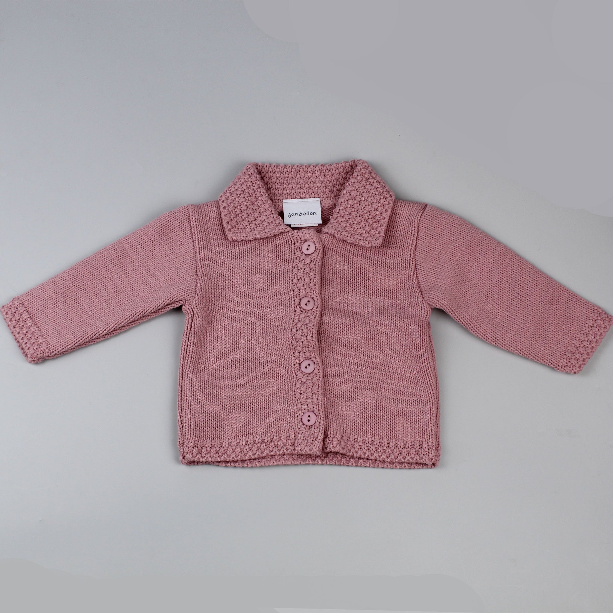 baby girls knitted dandelion dusky pink cardigan